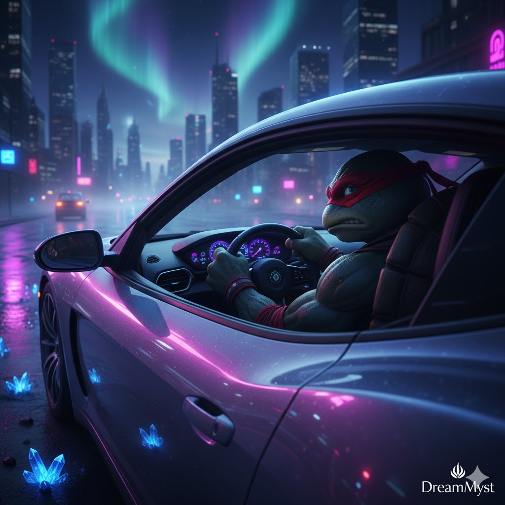 Soñar con una tortuga ninja conduciendo un coche