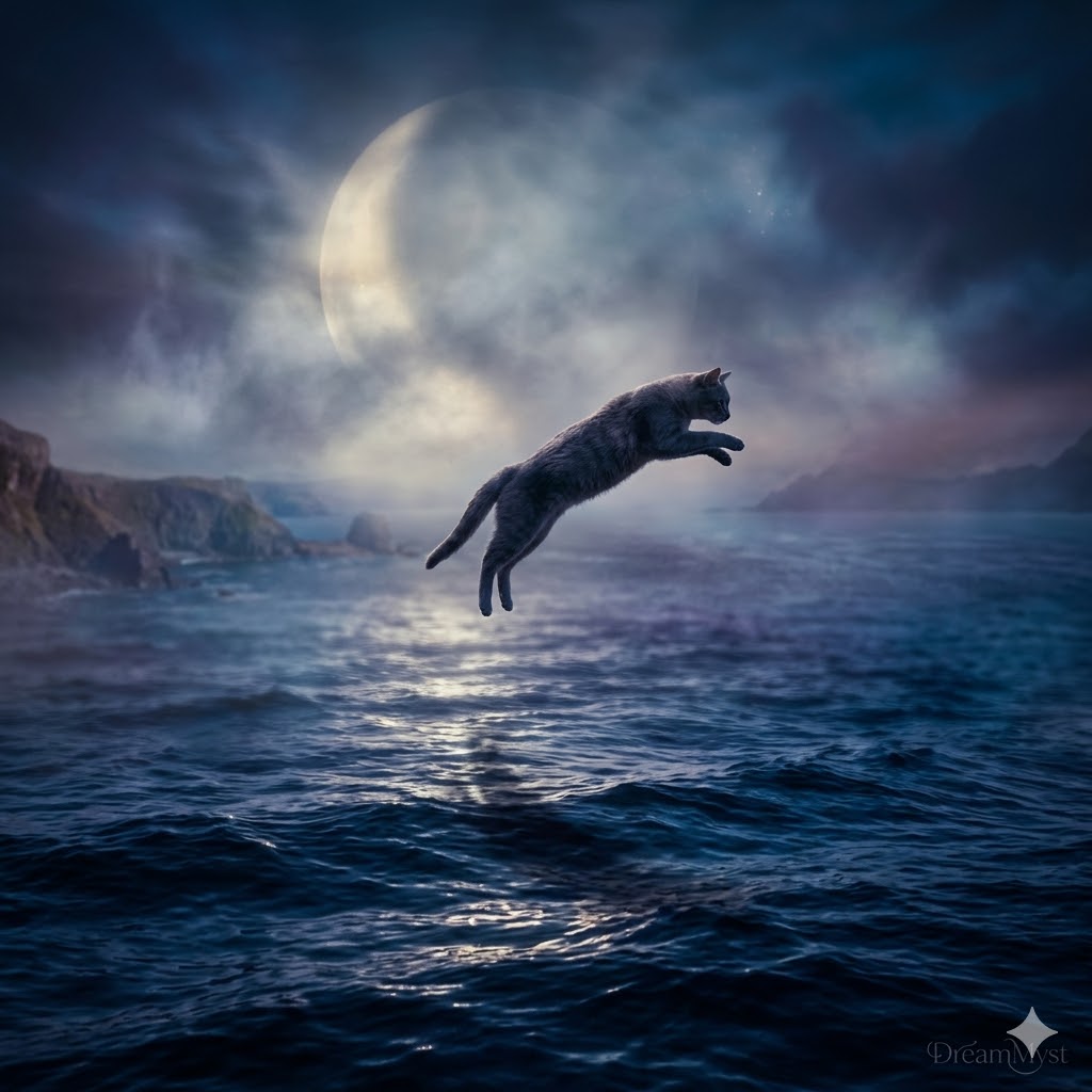 Soñar con ver a un gato lanzarse al mar