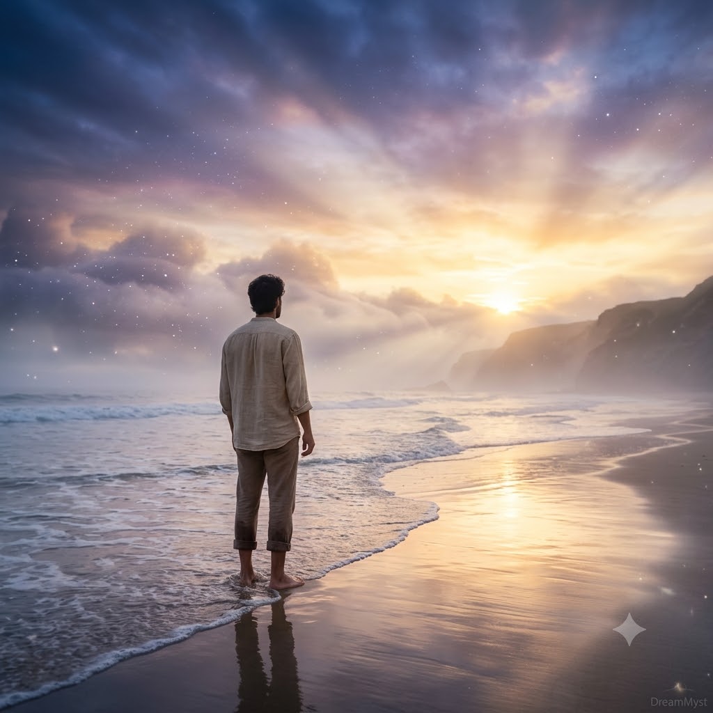 Soñar con ver a un hombre en una playa al amanecer